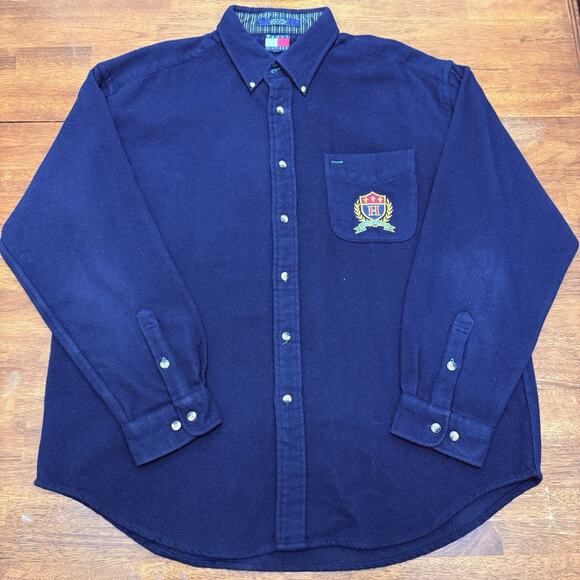 Tommy Hilfiger Other - Vtg Tommy Hilfiger Wool Blend Blue Button Down Shirt Pocket Crest Men's XL